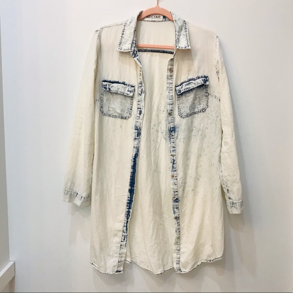 Nectar Acid wash denim tunic shirt sz small